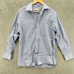 Michael Kors Men Button Up Blue Check Stretch L/S Dress Shirt 15‎ 32-33 Medium